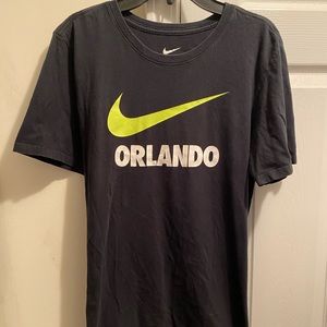 Orlando Big Neon Green Nike swoosh logo Women's Black short sleeves T-shirt